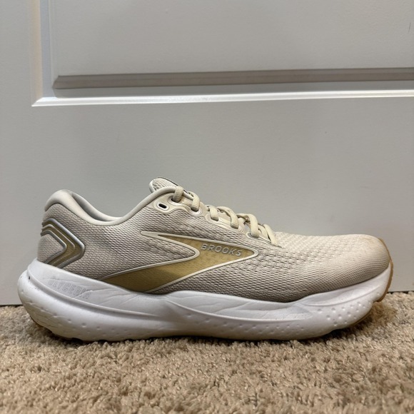 Brooks Glycerin 21 Shoes Mens Size 12 Beige Gold Running Cushioned Road Sneakers